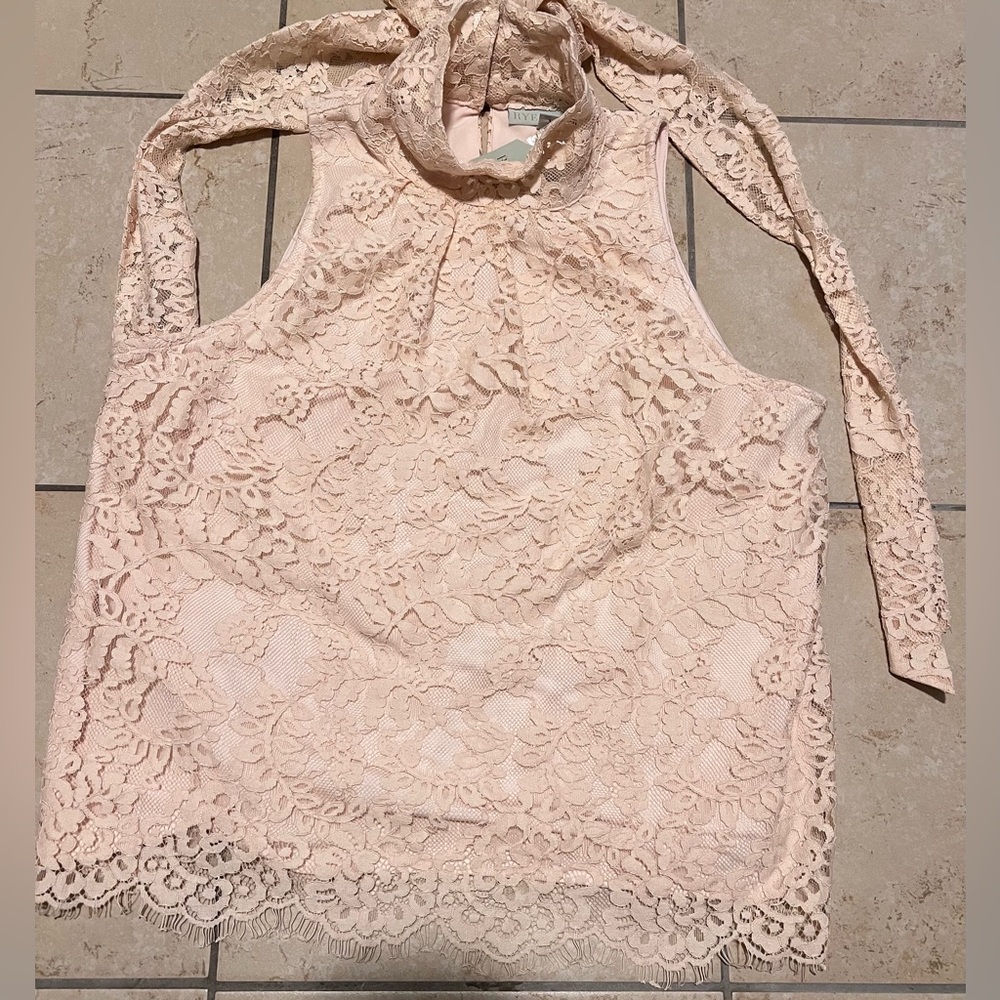 Ryegrass Pink Lace Blouse L